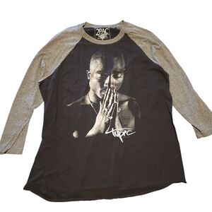 2Pac Graphic Long Sleeve Shirt - Black and Gray